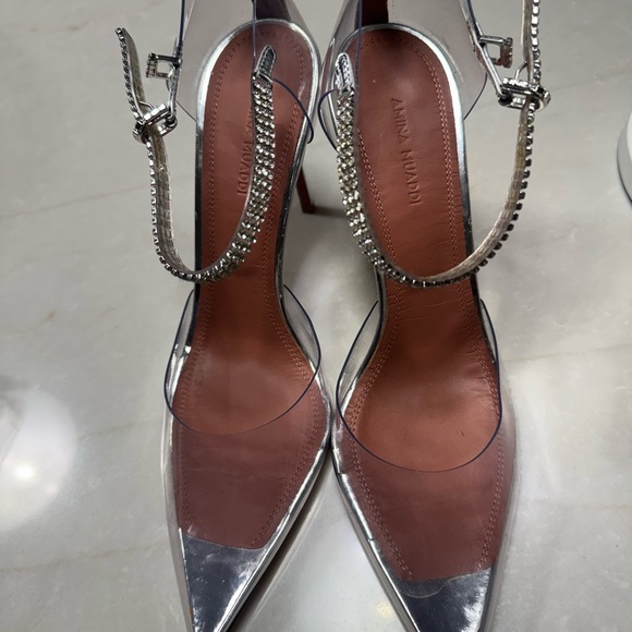 Amina Muaddi Women's PVC Ursina Crystal-Embellished Transparent Pumps SZ 8.5 - Picture 1 of 10